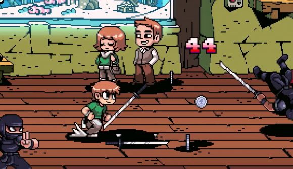 Scott being attacked with ninja katanas