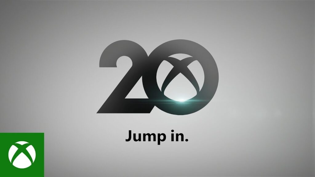 A graphic of the number 20 featuring the Xbox logo inside the '0' with 'Jump in' written underneath