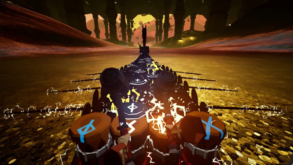 A boat through a planet mars like environment